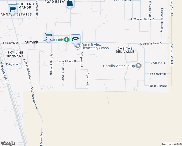 map of restaurants, bars, coffee shops, grocery stores, and more near 10341 South Epperson Lane in Tucson