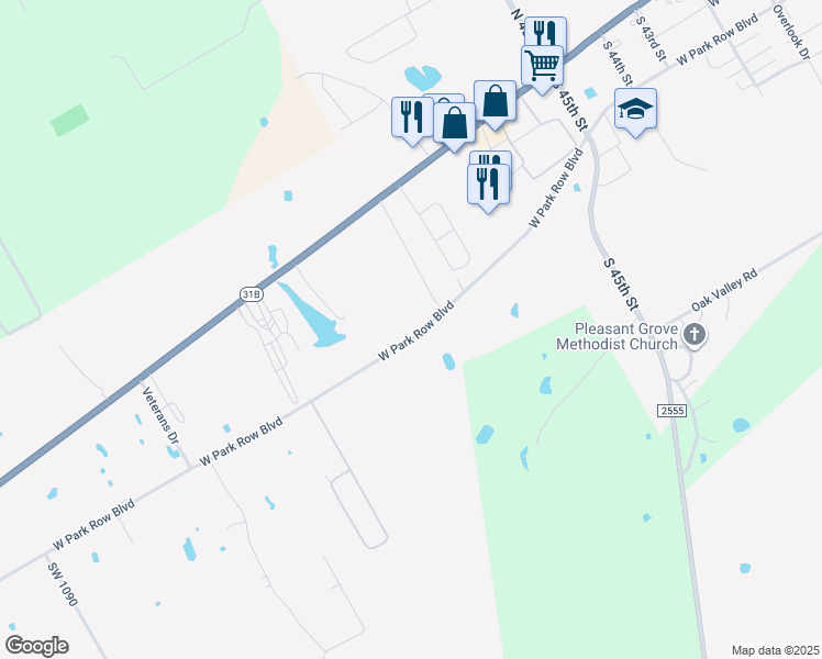 map of restaurants, bars, coffee shops, grocery stores, and more near 4204 West Park Row Boulevard in Corsicana