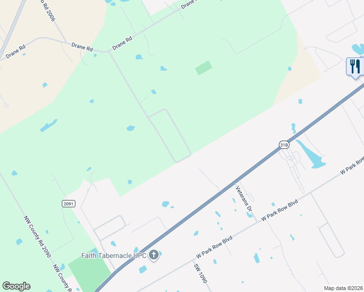 map of restaurants, bars, coffee shops, grocery stores, and more near 372 Northwest County Road 2005 in Corsicana