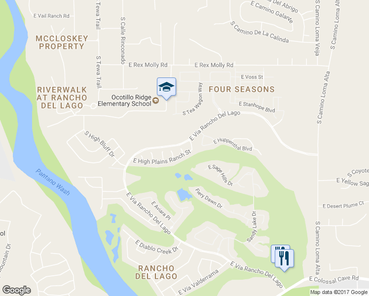 map of restaurants, bars, coffee shops, grocery stores, and more near 10429 South High Plains Ranch Court in Vail