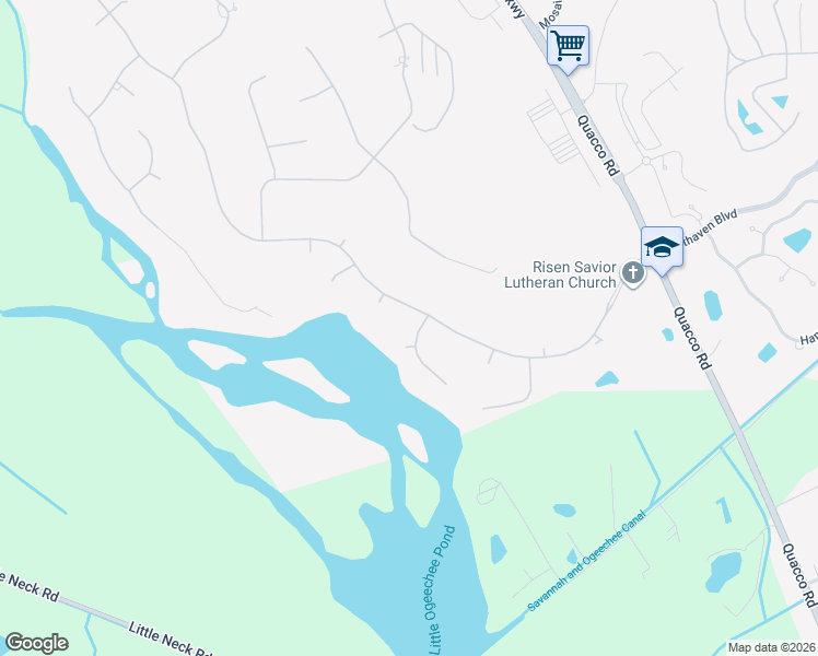 map of restaurants, bars, coffee shops, grocery stores, and more near 105 Busbridge Cove in Pooler
