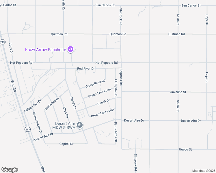 map of restaurants, bars, coffee shops, grocery stores, and more near 2000-2598 Green Tree Loop in Chaparral