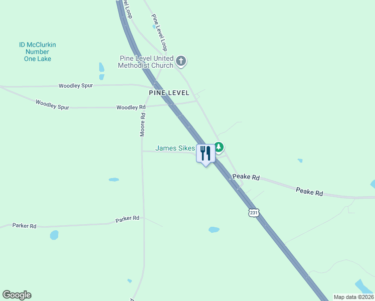 map of restaurants, bars, coffee shops, grocery stores, and more near 221 Kohn Drive in Ramer