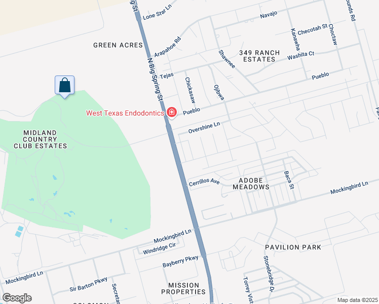 map of restaurants, bars, coffee shops, grocery stores, and more near 6101 Sun Tea Way in Midland