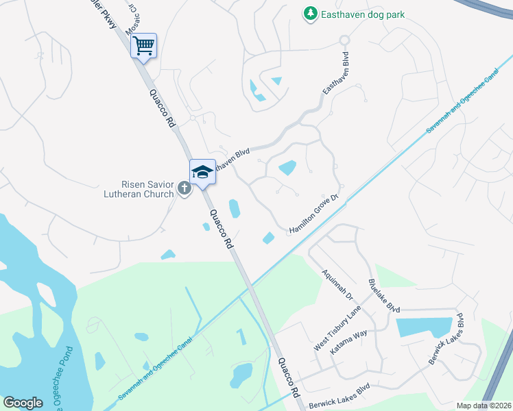 map of restaurants, bars, coffee shops, grocery stores, and more near 34 Hamilton Grove Drive in Pooler