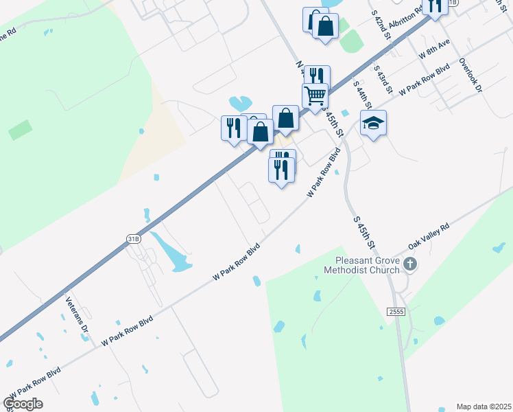 map of restaurants, bars, coffee shops, grocery stores, and more near 3801 State Highway 31 West in Corsicana