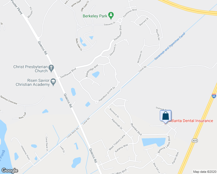 map of restaurants, bars, coffee shops, grocery stores, and more near 1 Crest View Circle in Pooler