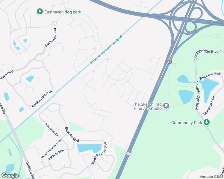 map of restaurants, bars, coffee shops, grocery stores, and more near 13 Canal Road in Pooler