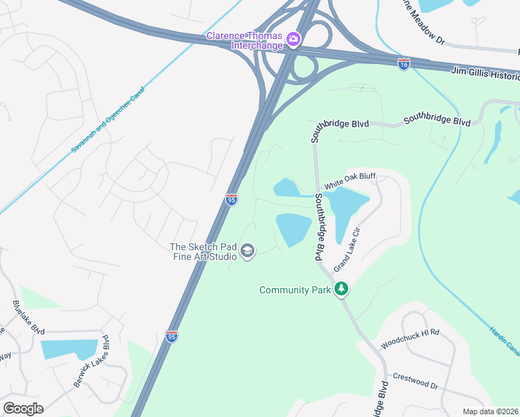 map of restaurants, bars, coffee shops, grocery stores, and more near 2202 Woodside Crossing in Savannah