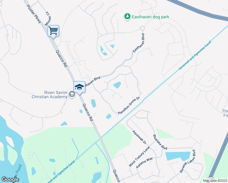 map of restaurants, bars, coffee shops, grocery stores, and more near 14 Cottingham Way in Pooler
