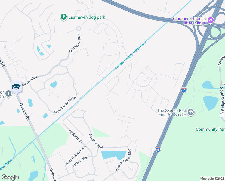 map of restaurants, bars, coffee shops, grocery stores, and more near 101 Petworth Place in Pooler