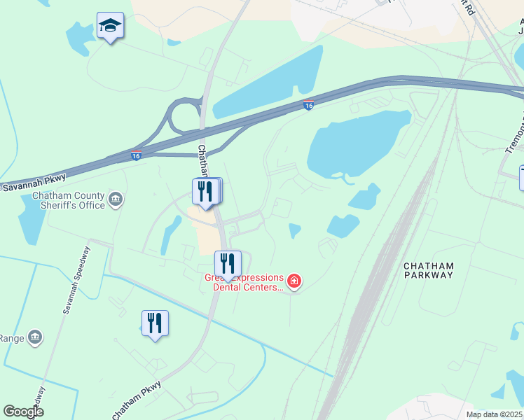 map of restaurants, bars, coffee shops, grocery stores, and more near 15 Chatham Center S in Savannah