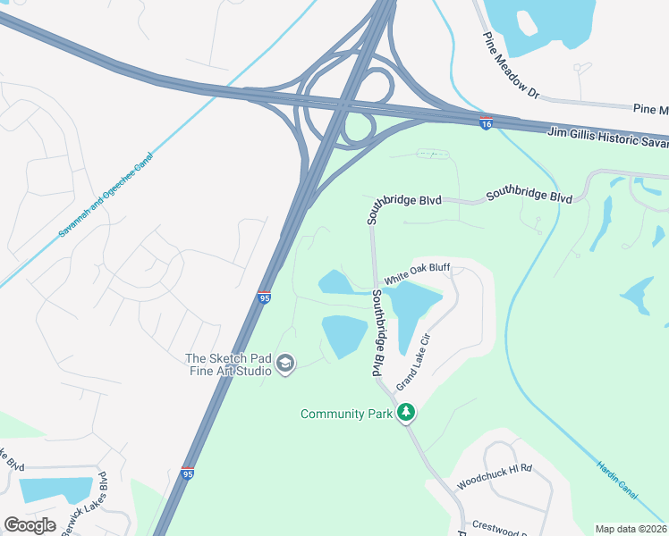 map of restaurants, bars, coffee shops, grocery stores, and more near 109 Gabrielle Lane in Savannah