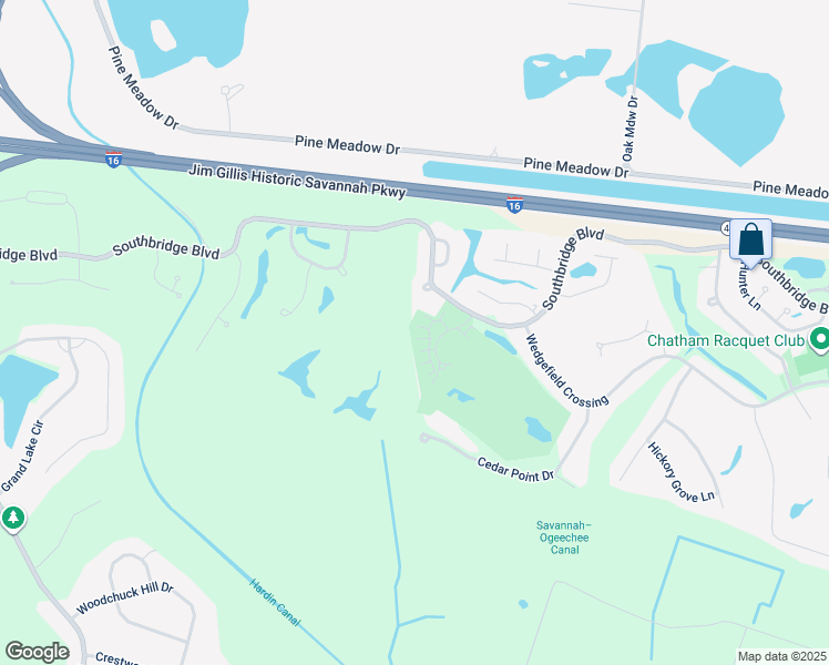 map of restaurants, bars, coffee shops, grocery stores, and more near 507 Southbridge Boulevard in Savannah