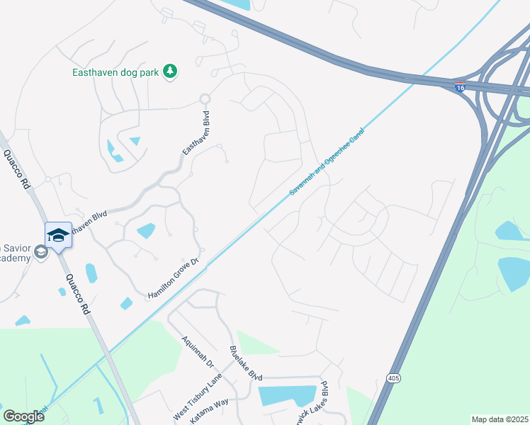 map of restaurants, bars, coffee shops, grocery stores, and more near 13 Canal Road in Pooler