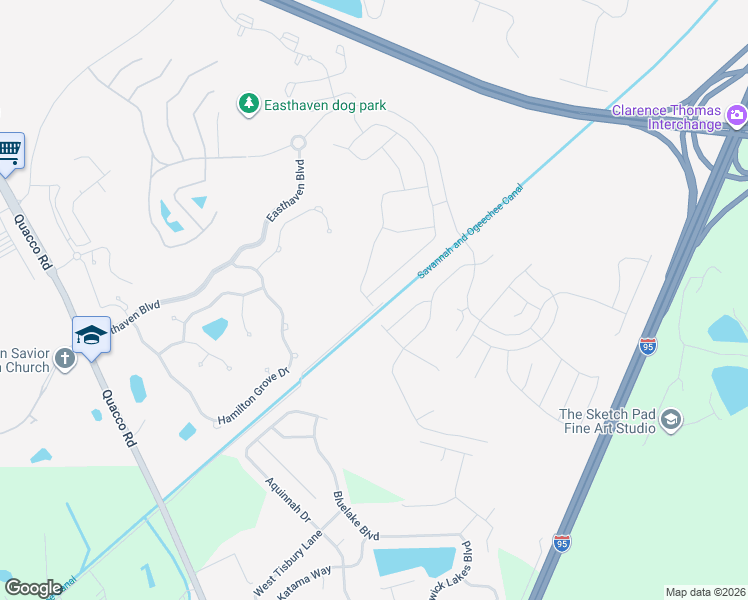 map of restaurants, bars, coffee shops, grocery stores, and more near 198 Martello Road in Pooler