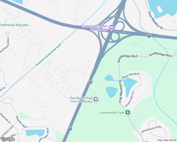 map of restaurants, bars, coffee shops, grocery stores, and more near 9-17 Canal Road in Pooler