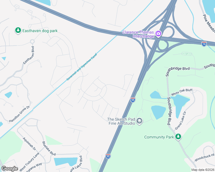 map of restaurants, bars, coffee shops, grocery stores, and more near 9-17 Canal Road in Pooler