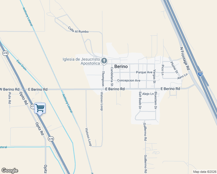 map of restaurants, bars, coffee shops, grocery stores, and more near 105 Candelaria Street in Mesquite