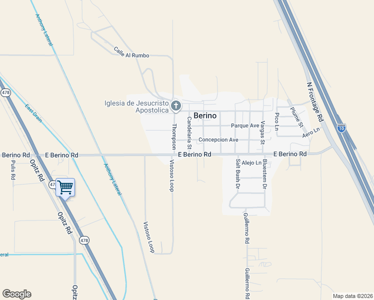 map of restaurants, bars, coffee shops, grocery stores, and more near 105 Candelaria Street in Mesquite