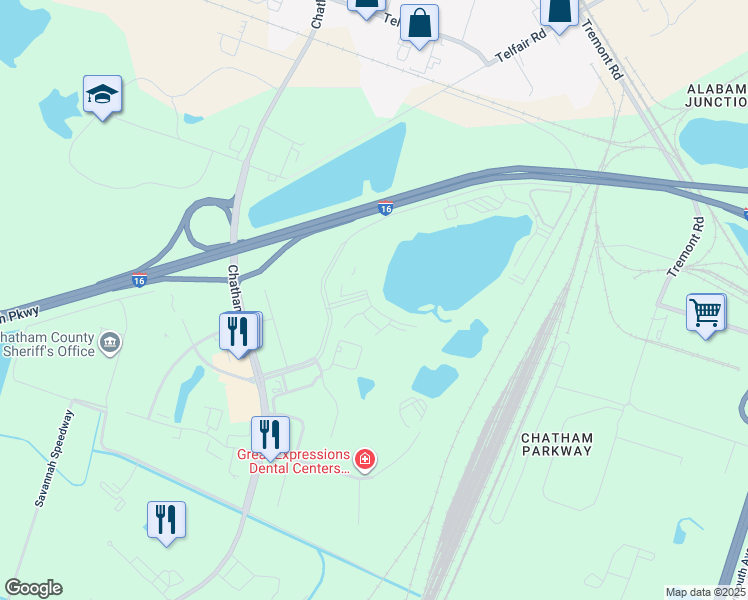 map of restaurants, bars, coffee shops, grocery stores, and more near 100 Walden Lane in Savannah
