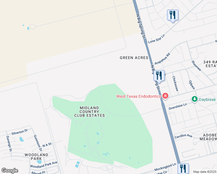 map of restaurants, bars, coffee shops, grocery stores, and more near in Midland