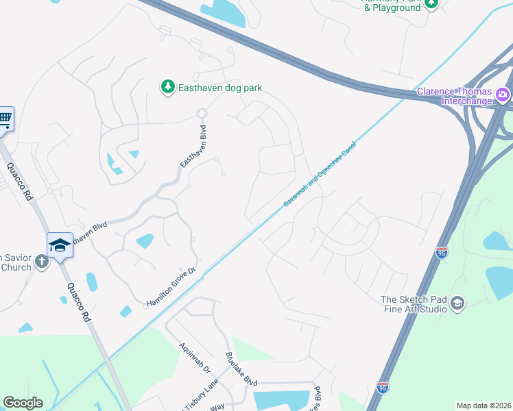 map of restaurants, bars, coffee shops, grocery stores, and more near 198 Martello Road in Pooler