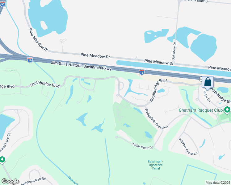 map of restaurants, bars, coffee shops, grocery stores, and more near 102 Whispering Pines Court in Savannah