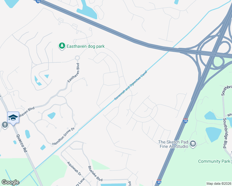map of restaurants, bars, coffee shops, grocery stores, and more near 174 Martello Road in Pooler