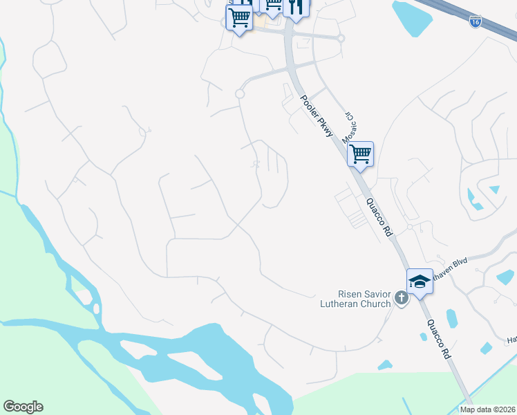 map of restaurants, bars, coffee shops, grocery stores, and more near 238 Westbrook Lane in Pooler