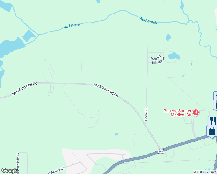map of restaurants, bars, coffee shops, grocery stores, and more near 244 Mc Math Mill Road in Americus