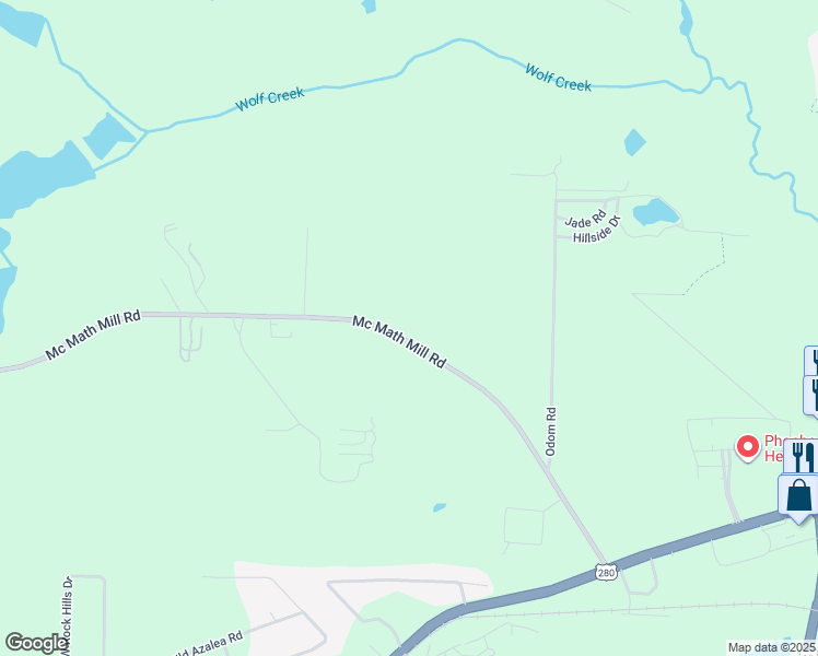 map of restaurants, bars, coffee shops, grocery stores, and more near 244 Mc Math Mill Road in Americus