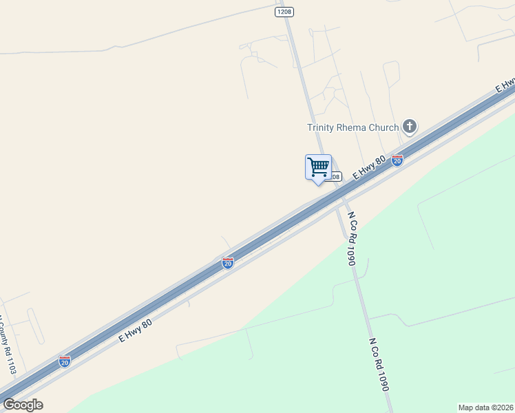 map of restaurants, bars, coffee shops, grocery stores, and more near 9701 East State Highway 80 in Midland