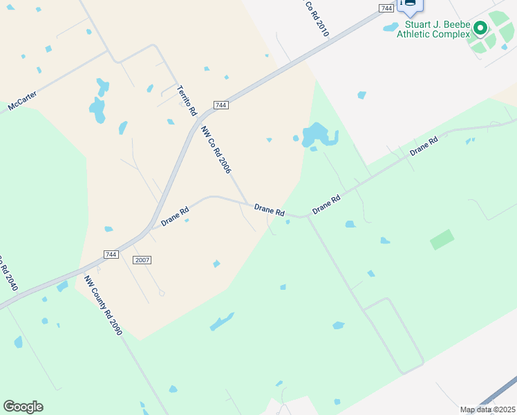 map of restaurants, bars, coffee shops, grocery stores, and more near County Road 2004 in Corsicana