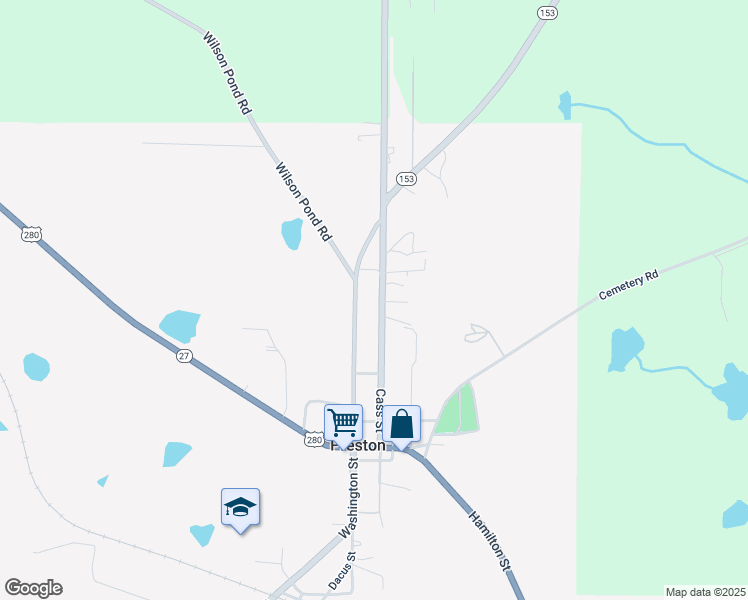 map of restaurants, bars, coffee shops, grocery stores, and more near 201 Washington Street in Preston