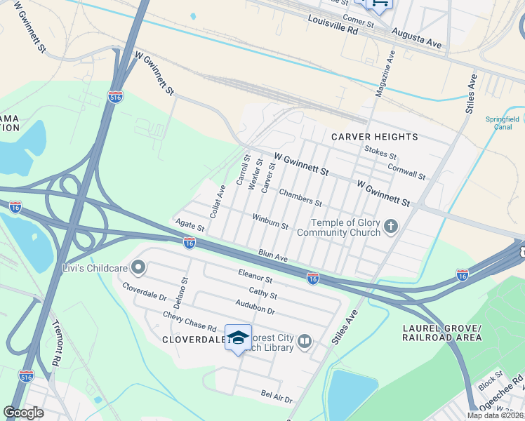 map of restaurants, bars, coffee shops, grocery stores, and more near 914 Porter Street in Savannah