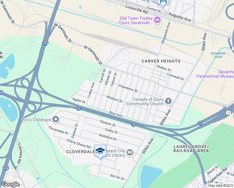 map of restaurants, bars, coffee shops, grocery stores, and more near 914 Porter Street in Savannah