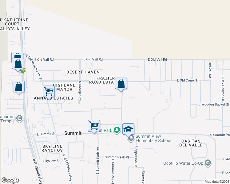 map of restaurants, bars, coffee shops, grocery stores, and more near 9848 South Desert Brush Loop in Tucson