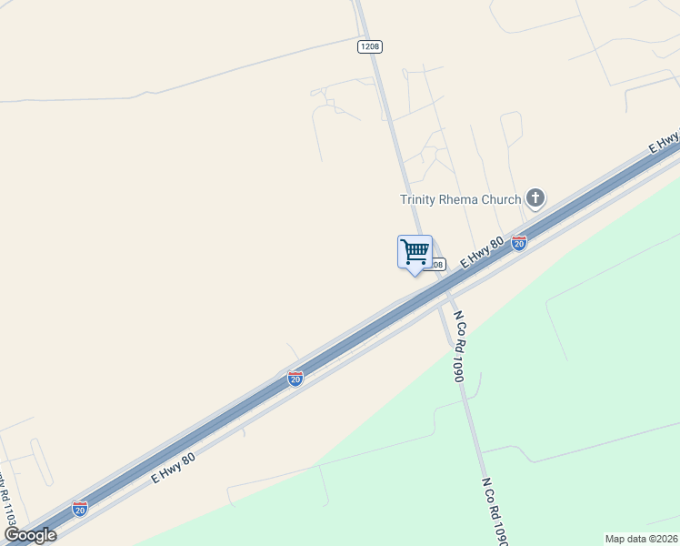 map of restaurants, bars, coffee shops, grocery stores, and more near 9701 East State Highway 80 in Midland