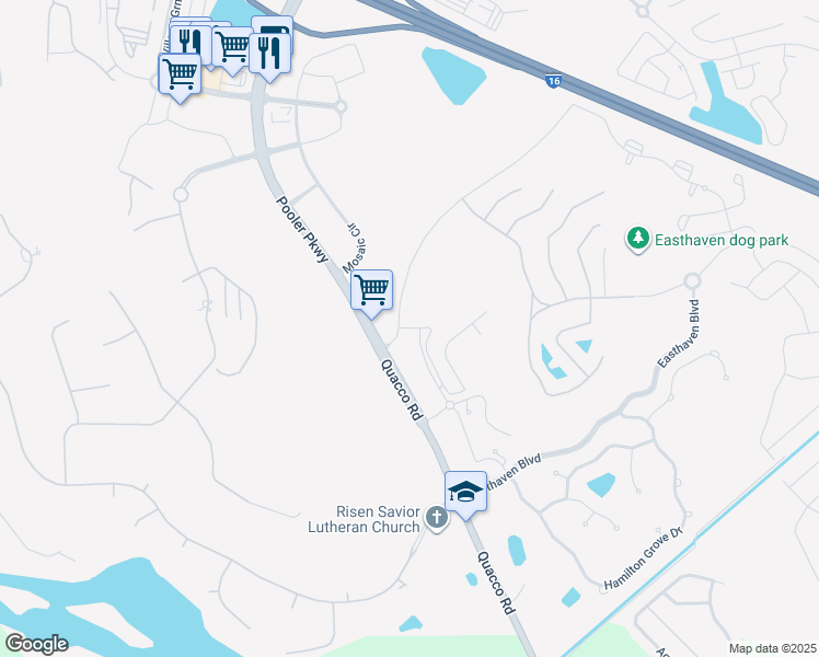 map of restaurants, bars, coffee shops, grocery stores, and more near 5 Pooler Parkway in Pooler