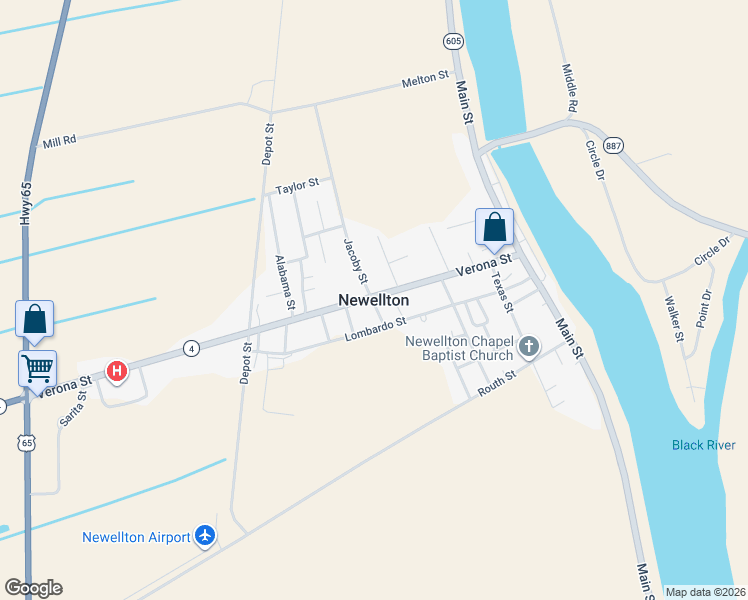 map of restaurants, bars, coffee shops, grocery stores, and more near in Newellton