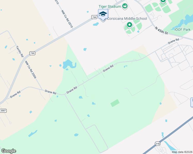 map of restaurants, bars, coffee shops, grocery stores, and more near 3225 County Road 2004 in Corsicana