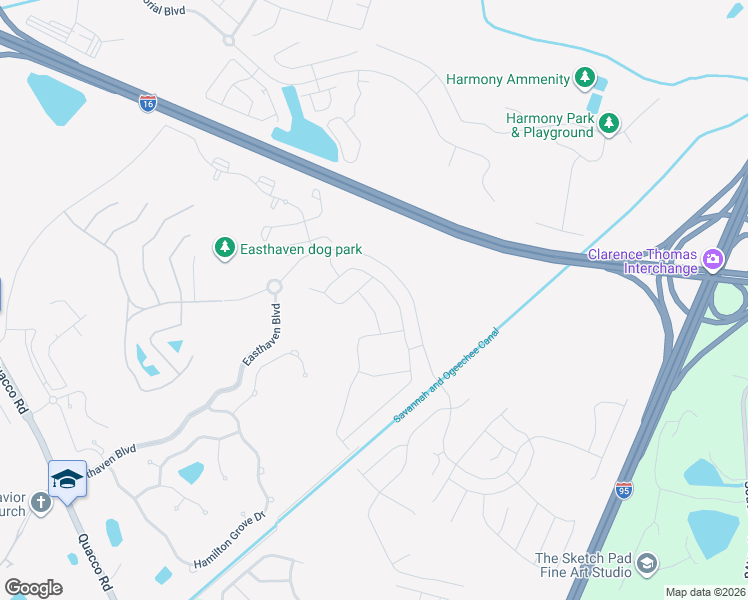map of restaurants, bars, coffee shops, grocery stores, and more near 103 Rosamund Road in Pooler