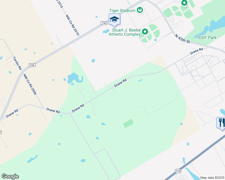 map of restaurants, bars, coffee shops, grocery stores, and more near 3225 County Road 2004 in Corsicana