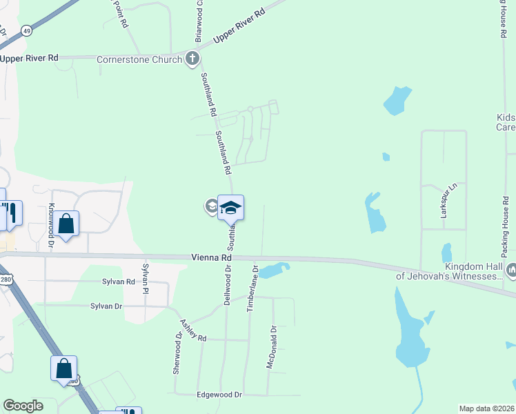 map of restaurants, bars, coffee shops, grocery stores, and more near 137 Cedar Ridge Drive in Americus