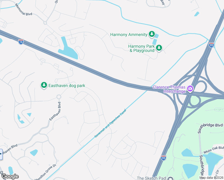map of restaurants, bars, coffee shops, grocery stores, and more near Jim Gillis Historic Savannah Parkway in Pooler
