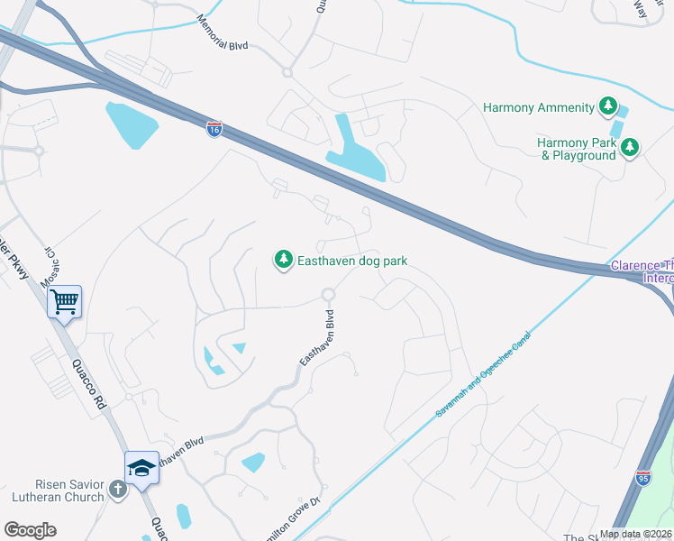 map of restaurants, bars, coffee shops, grocery stores, and more near 121 Ventura Place in Pooler