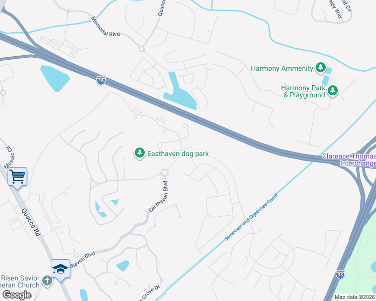 map of restaurants, bars, coffee shops, grocery stores, and more near 214 Ventura Place in Pooler