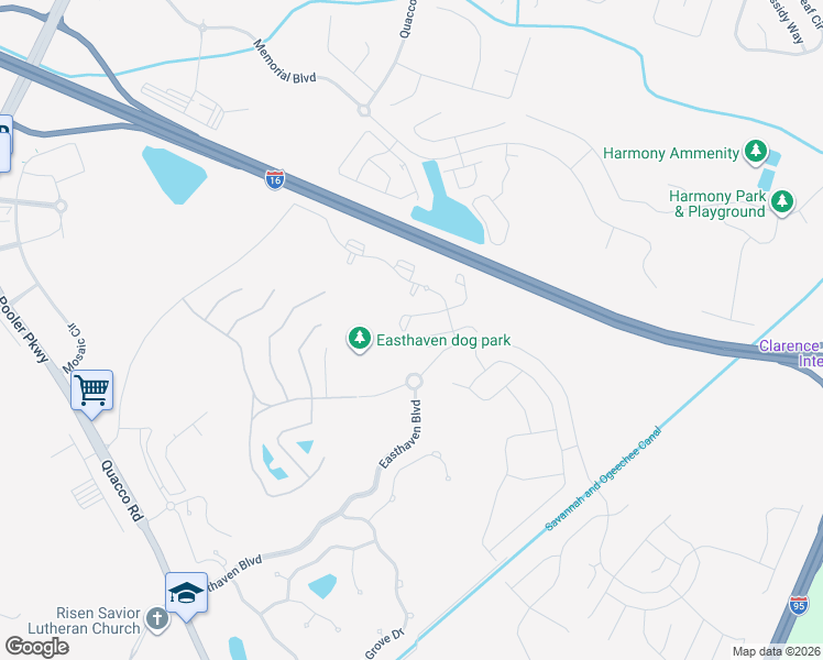 map of restaurants, bars, coffee shops, grocery stores, and more near 225 Sonoma Drive in Pooler