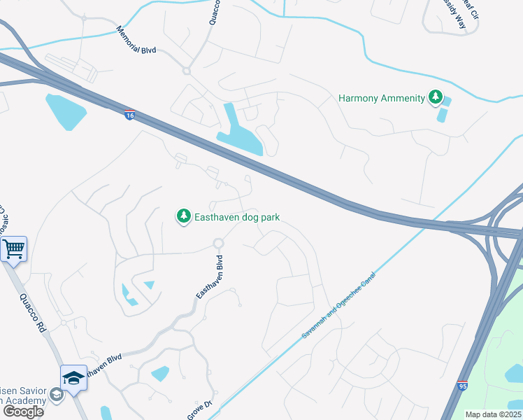 map of restaurants, bars, coffee shops, grocery stores, and more near 226 Ventura Place in Pooler